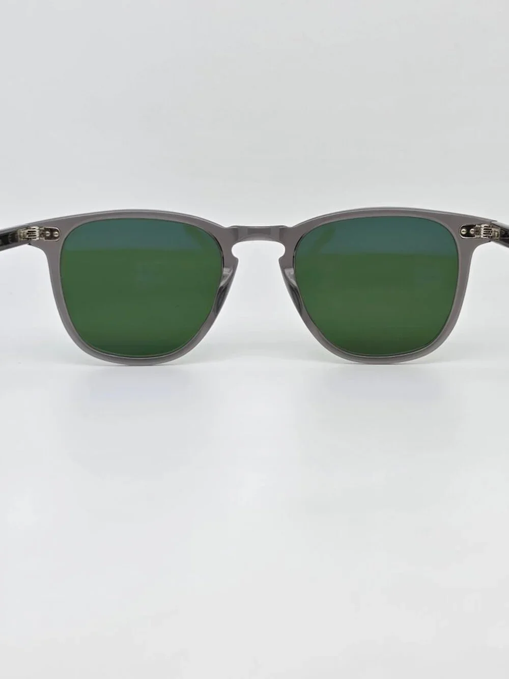 Garrett Leight Brooks Grey Frame Polarized Pure Green Lens Sunglasses w/ Case